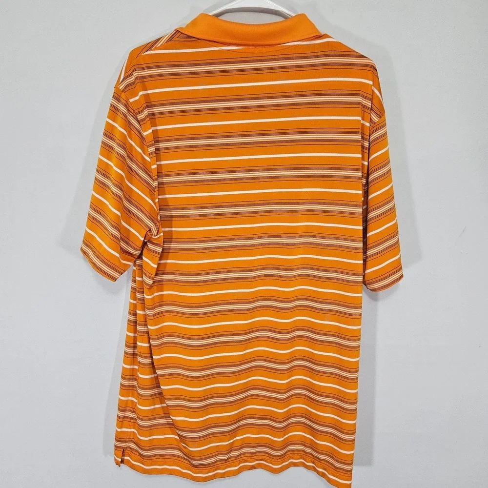 Nike Golf Men's Polo Shirt Orange Striped Dri-Fit Size XL